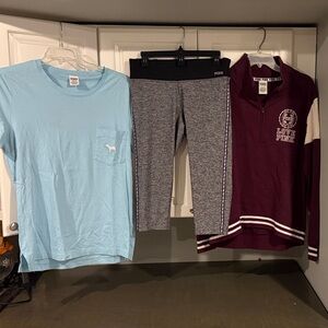 Victoria secret PINK t-shirt/sweatshirt/ cropped legging size medium